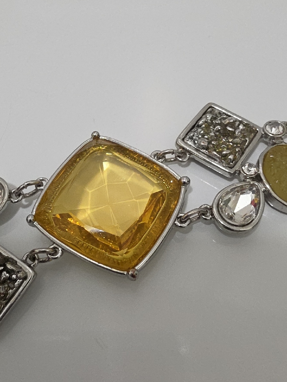 Chico's Magnetic Yellow Rhinestone And Druzy Bracelet